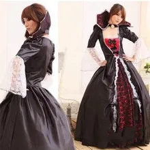 Роскошный женский костюм для косплея на Хэллоуин, женское платье с бантом, винтажный готический костюм с воротником-стойкой, набор маскарадной одежды, вечерние костюмы