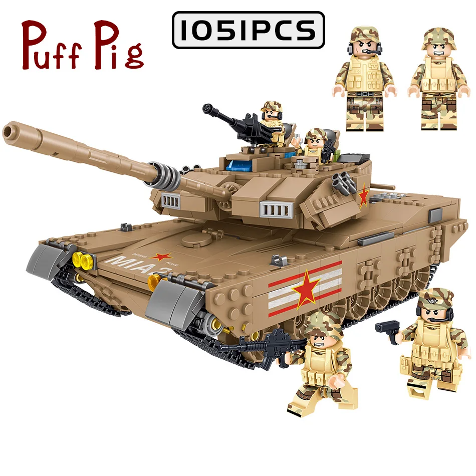 

1051pcs Military M1MA Tank Soldiers Building Blocks Juguetes Oyuncak Army world war 2 weapon Bricks Toys For children Kids