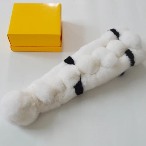 white and black Новинка, зимний шарф из натурального меха кролика Рекс, женские модные шарфы из натурального меха, теплые мягкие вязаные шарфы из меха кролика рекс - Цвет: white and black
