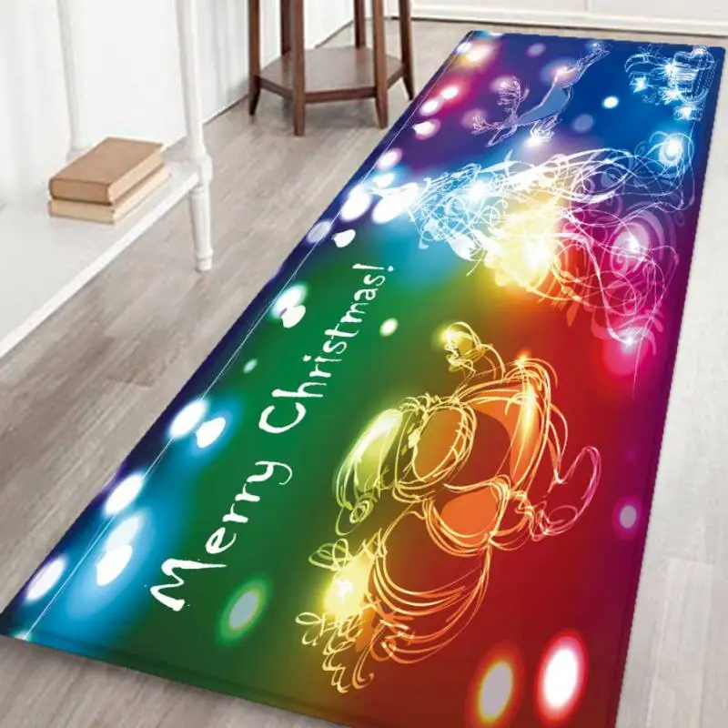 Рождественские фланелевые коврики из ткани Tapis Noel, Нескользящие абсорбирующие коврики для ванной, домашние коврики для кухни