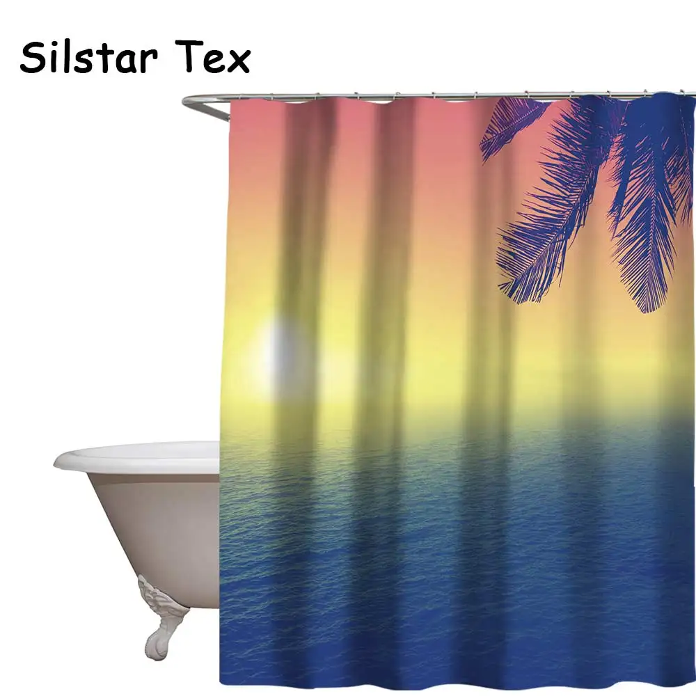 Silstar Tex Ocean Waves Horizon Shower Curtain And Beach Scenery Printed Bathroom Decoration Waterproof Polyester Bath | Дом и сад