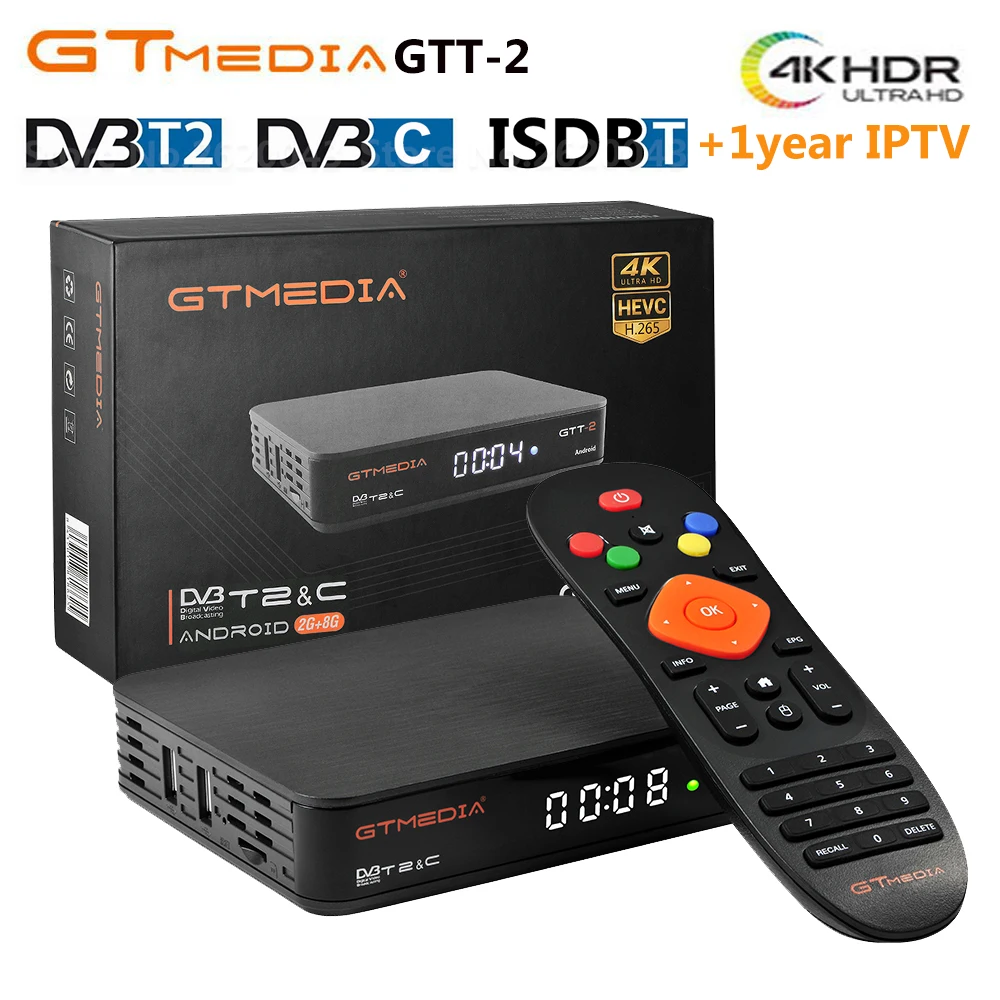 GTMEDIA GTT2 DVB-T2/C Amlogic S905D  DDR3 2GB 8GB 1080p Android 6.0 TV Box  signal free H.265 Built-in Wifi 2.4G +1 year IPTV 