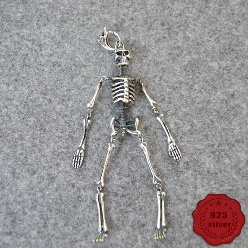 

925 sterling silver pendant personality reunion fashion punk style engraving humanoid skull street dance hip hop gift new hot