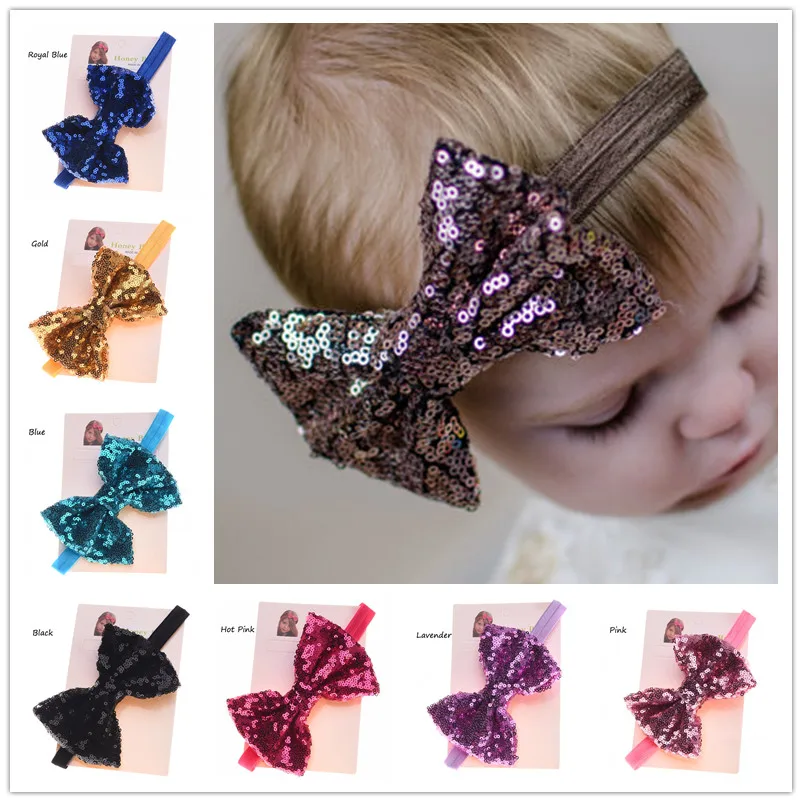 30pcs Seqiuned Hair Bows Hairband Glitter Bow headband Hair Accessories