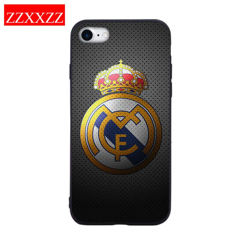 ZZXXZZ Футбол Реал команда Чехол для телефона с логотипом iPhone 7 8 Plus XS Max XR чехол X 6 5S