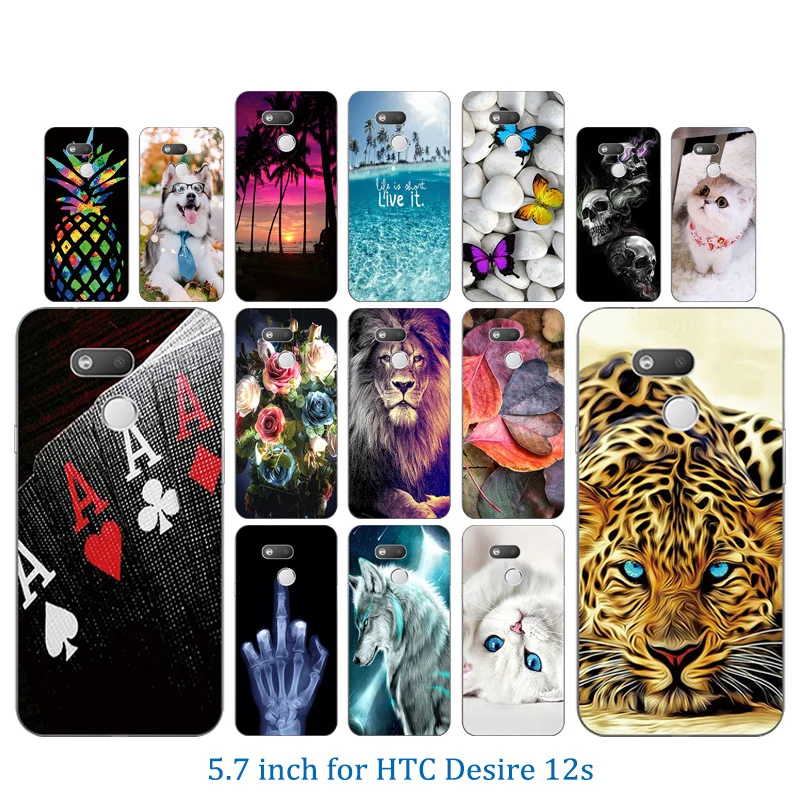 5.7 inch For HTC Desire 12s Phone Cases Ultrathin Clear Marb Painted D12S Soft Silicone Full Protector |