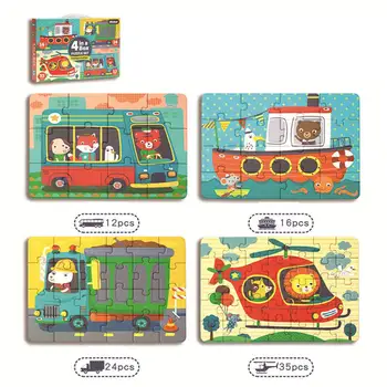 

LeadingStar 4 in 1 Kids Early Educational Jigsaw Toy from Easy to Difficult Flat Puzzles Boys Girls Gift