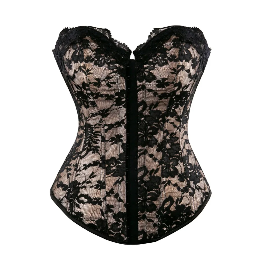 Для женщин Кружева Наложение тонкий body shaper Корсет Топ на шнуровке костей вышитый