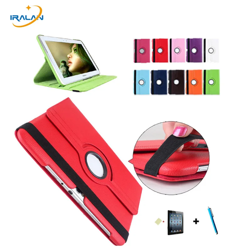 

Hot Cover For Samsung Galaxy Note 10.1 N8000 N8010 N8020 Tablet 360 Rotation Leather Flip Case+Screen Protector film+stylus pen
