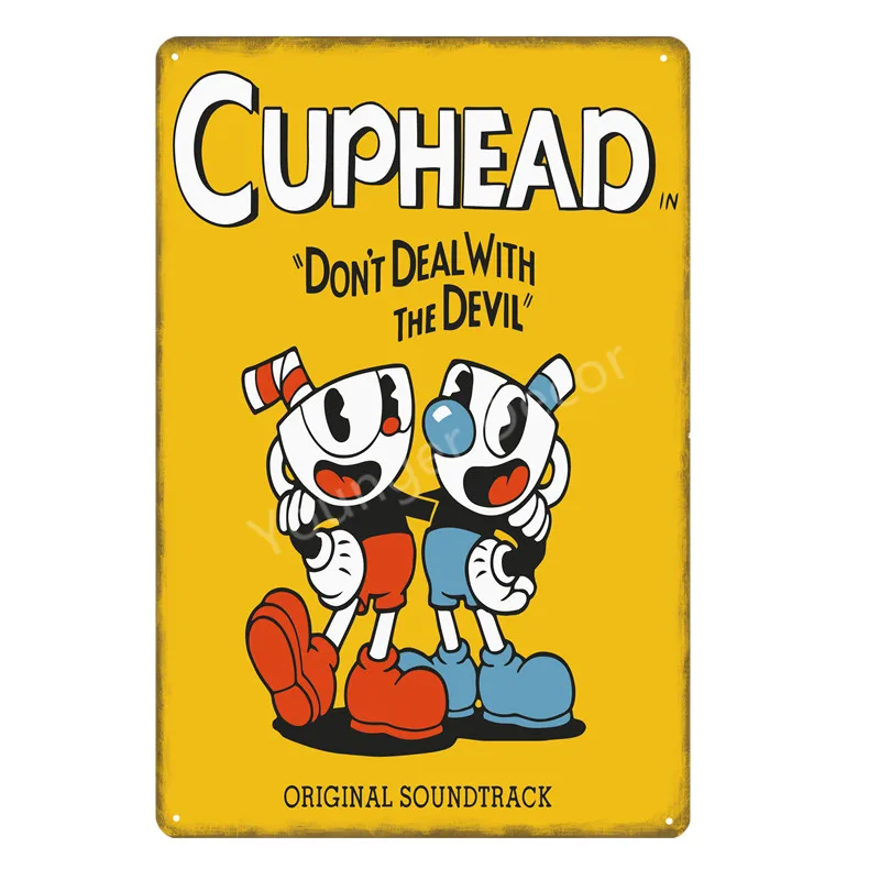 Видео игры Funko поп Cuphead металлический плакат Mugman дьявол легендарная чаша настенная печать оловянные знаки домашний декор детский подарок YD045