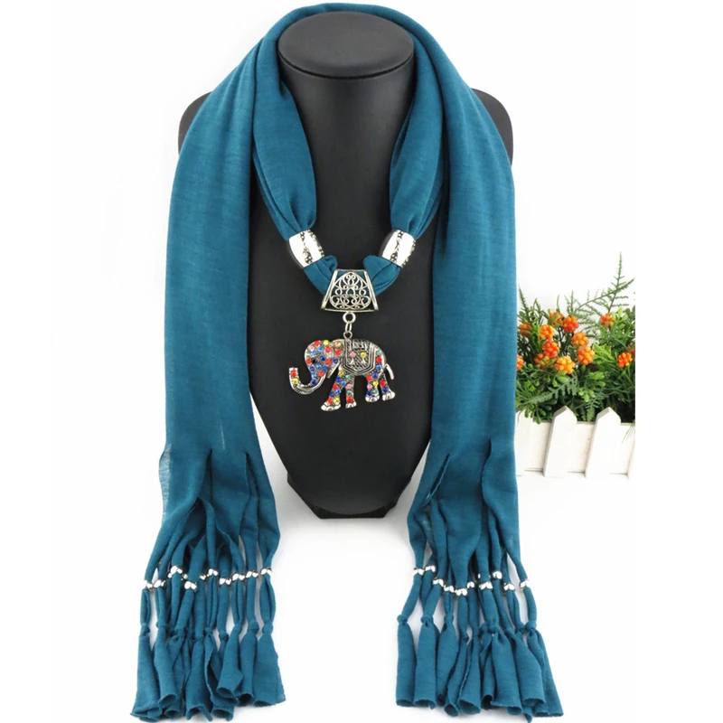 Женский шарф ожерелье с подвеской в виде слона|pendant jewelry scarves|fashion women scarfwomen designer scarf