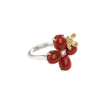 

Silver Ring for Women 2019 Red Agate Gem Stone Ladies Ring 925 Sterling Silver party Fashion Jewelry