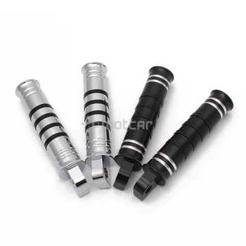 

1pair Motorcycle Black/Silver Aluminum+Rubber 10mm Foot Pegs Foot Pedals Footrest For Harley Custom Dyna Softail Honda Yamaha