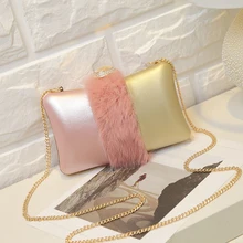 Роскошная модная индивидуальная действительно кроличья шерсть цвет мозаика Алмазная Свадебная вечеринка клатч вечерняя сумка на цепочке сумка на плечо Мини Лоскут