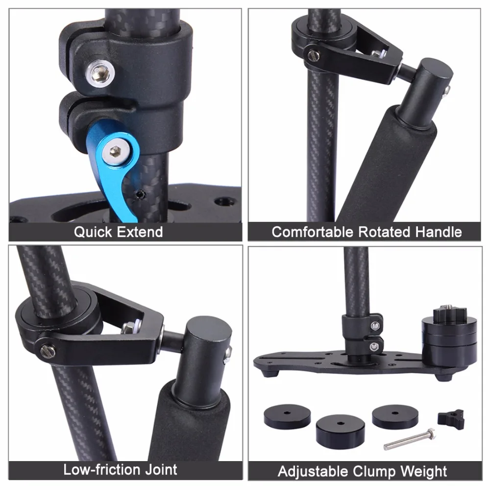 YELANGU S60T Professional Portable Carbon Fiber Mini Handheld Camera Stabilizer DSLR Camcorder Video Steadicam