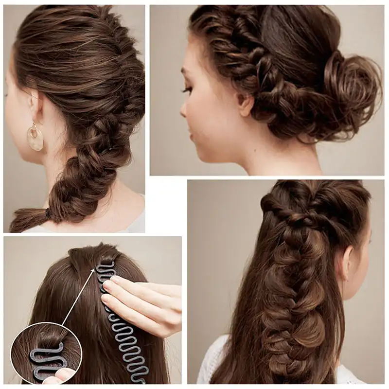 2019 New French Plait Hair Styling Clip Twist Braiding Tool Make Professional Looking French Braid Hairstyle Black Radom Color