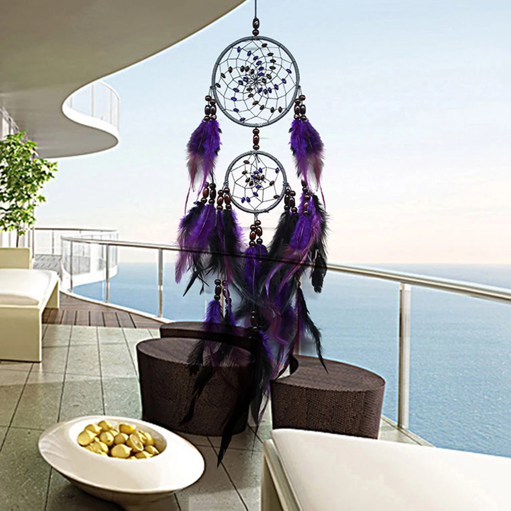 

Purple Feather Crafts Dream Catcher Wind Chimes Handmade Dreamcatcher Net for Wall Hanging Car Home Decor New Year Decor Gift