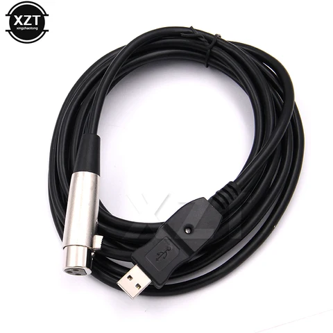 USB Male to 3 Pin XLR Female Microphone MIC Studio Audio Link Coaxial Cable new 3m black wired
