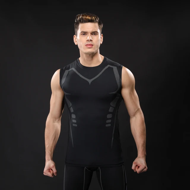 Mens Compression Vest Tight Base Layer Skinny Tights Gilet Fitness