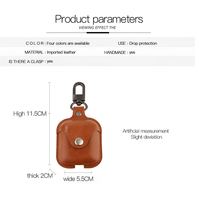 PU Leather Case For Airpods Luxury Business Earpods Box For Apple Earphone Cute Cover For Air Pods With Hook Lovely Protector (12)