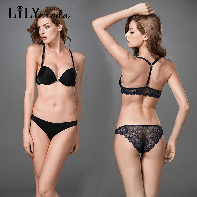 Комплект нижнего белья Lilymoda бесшовный кружевной бюстгальтер с пуш апом и т.