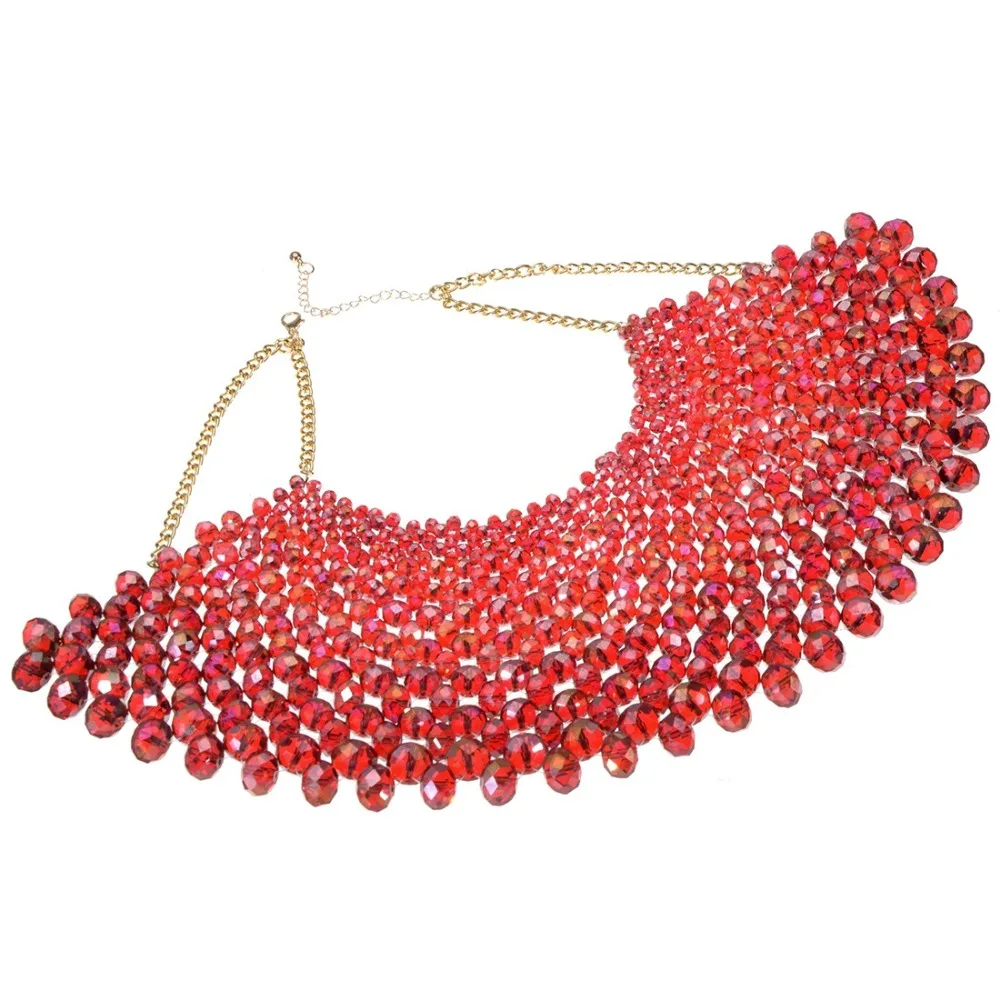 Красное/Белое/золотое массивное эффектное ожерелье ручной работы для женщин