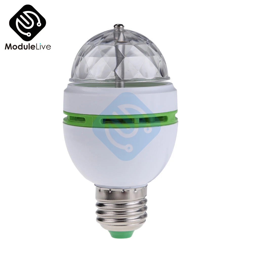 

E27 3W Colorful Rotating RGB 3 LED Light Bulb Lamp Stage Disco KTV Party