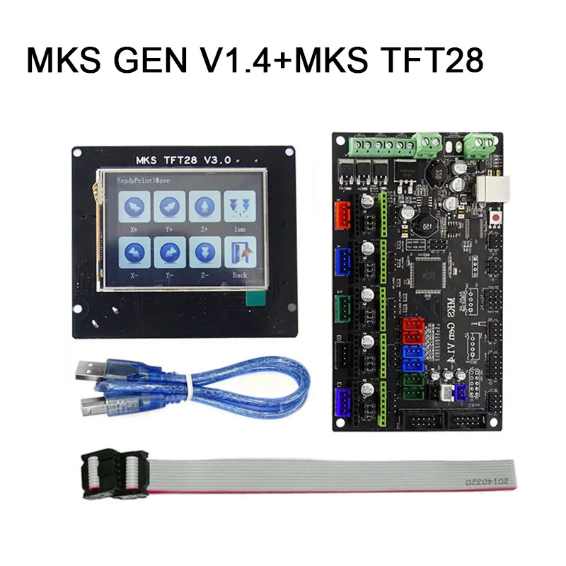 

New Hot MKS GEN V1.4+MKS TFT32/TFT28 Touchscreen 3D Printer DIY Starter Kit with Cable Compatible Ramps1.4 8 99