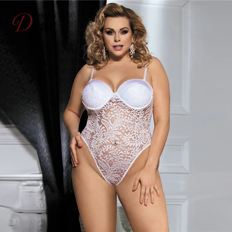 

Comeondear Bodystockings Hollow Out Embroidery Transparent RK80285 Sexy Mesh Bodysuit Lace Teddy Lingerie Floral Teddy Sleepwear