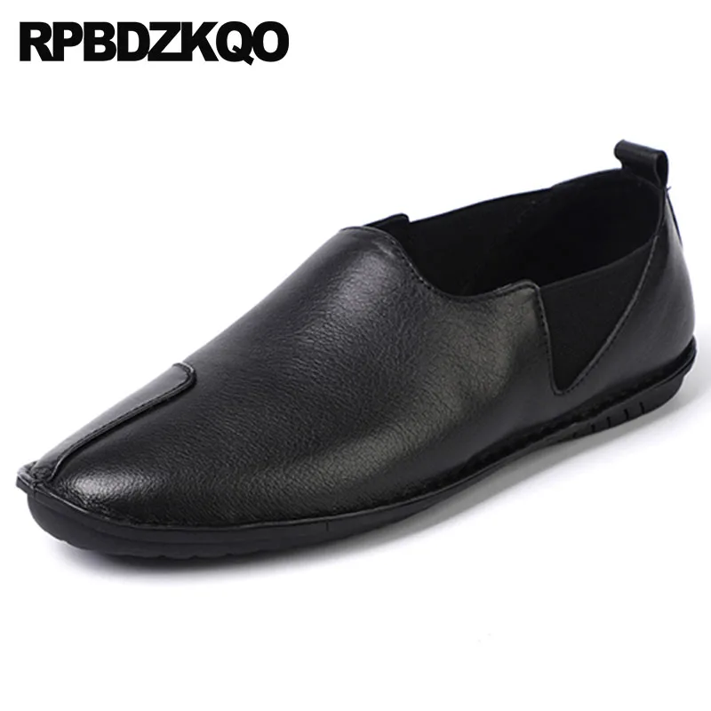 Couro branco Real Condução Pele Preto Deslizamento Preto De Alta Em Sapatos Vaca Luxo Qualidade Homens Casual Conforto Marca 2018 Designer Genuíno Flats 871cAqA