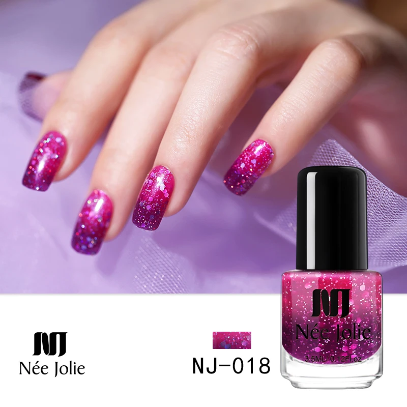 NEE JOLIE 7,5 мл температурный фиолетовый цвет меняющий термальный голографический лак для ногтей Блестящий лак для ногтей - Цвет: 3.5ml - NJ-018