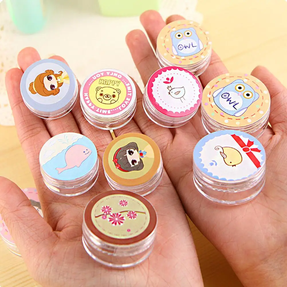 

3 Size Cartoon Portable Plastic Cosmetic Empty Jar Pot Box Makeup Nail Art Cosmetic Bead Storage Container Round Bottle