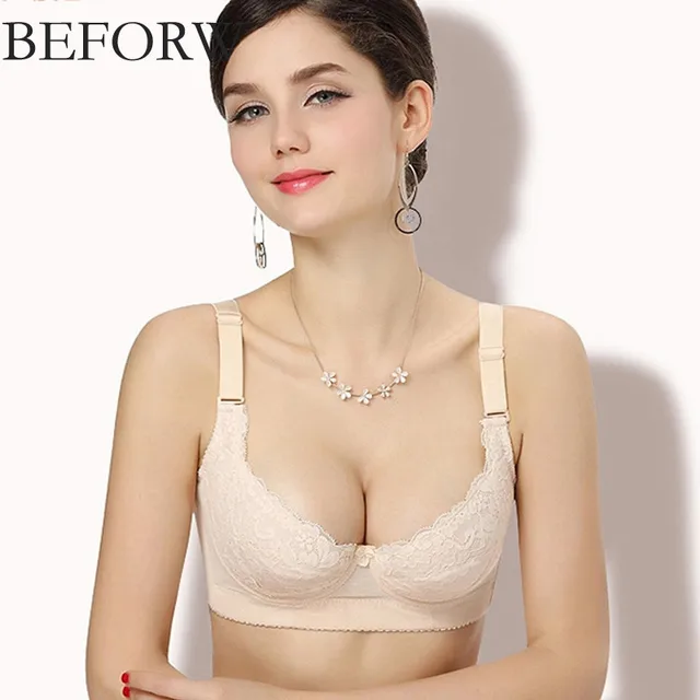 Beforw Plus Size Cde Cup Bra Underwire Seamless Push Up Bra Breathable