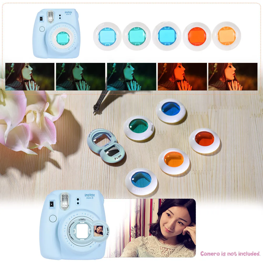 13 in 1 Accessories Kit for Fujifilm Instax Mini 8/8+/8s/9 Include Camera Case/Strap/Sticker/Selfie Lens/Colored Filter etc