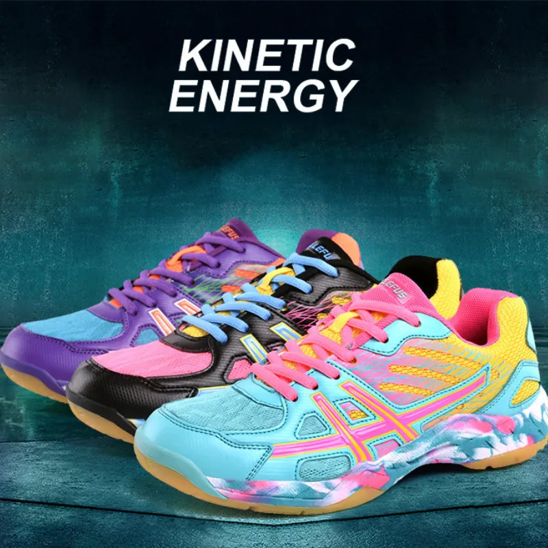 

Table tennis shoes 2019 breathable leather mesh sneakers shock absorption and skid-proof portable training women men's shoes