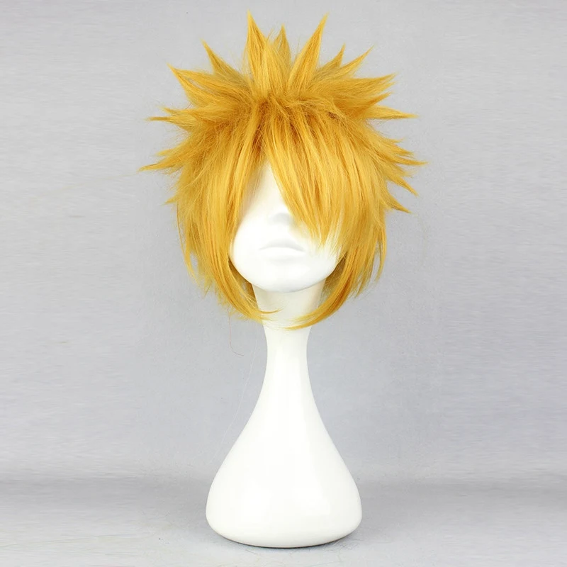 

NARUTO Uzumaki Naruto Cosplay Wigs 30cm 11.81" Short Straight for Man Boys Anime Party Heat Resistant Synthetic Hair Gold Blond