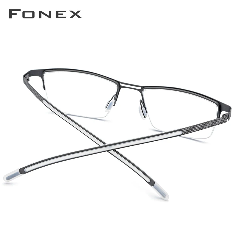 FONEX B Titanium Glasses Frame Men New Eye Glasses Semi Rimless Square Eyeglasses Eyewear 872