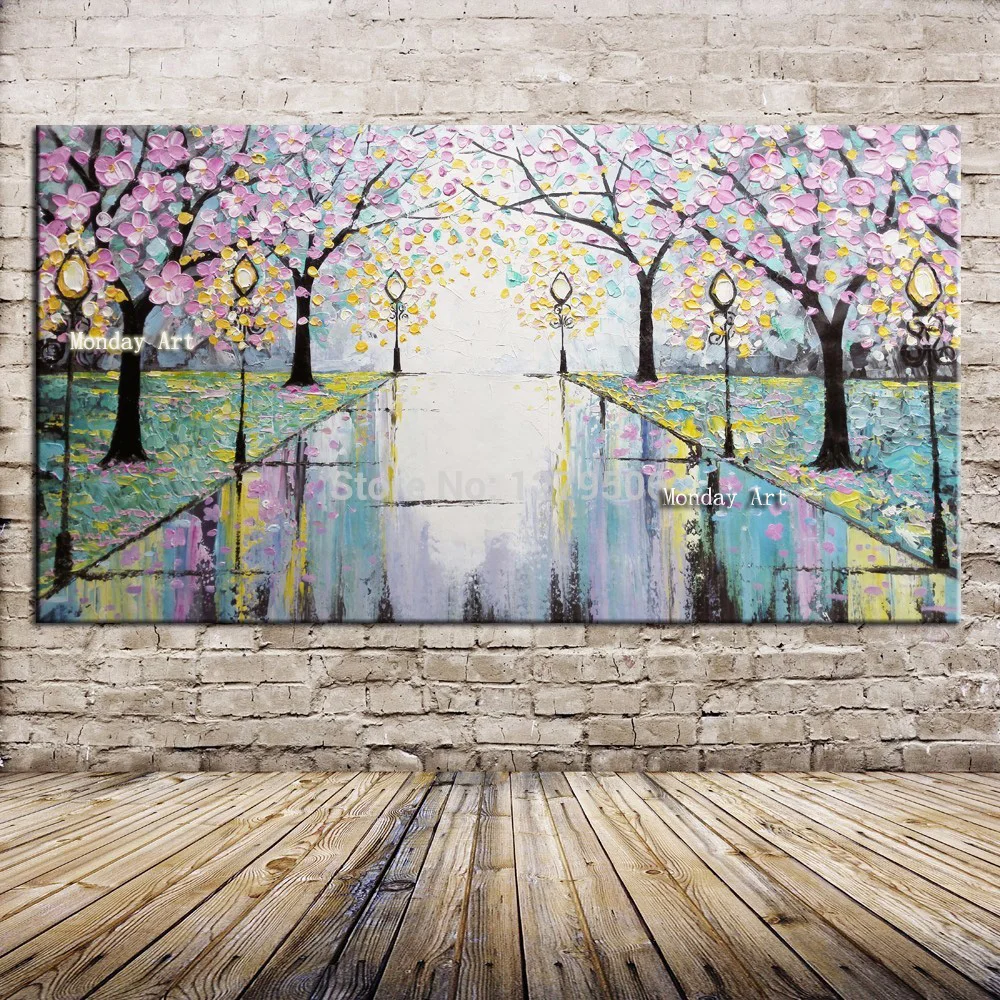

Artist handpainted Modern forest tree Knife art Wall painting on canvas for home decor scenery oil painting artwork wall picture