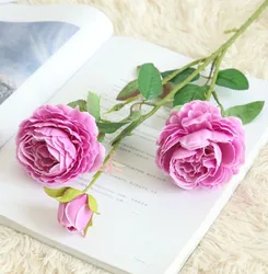 Elegant Pink and White Silk Peony Bouquet for Wedding and Garden Decor (Purple)