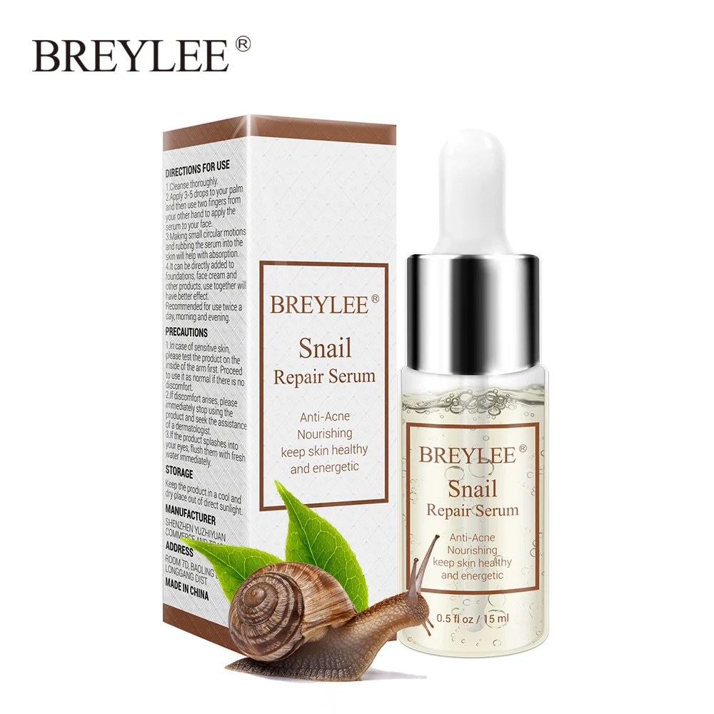 

BREYLEE Snail Repairing Serum Anti-Acne Rejuvenation Essence Scars Acne Treatment Liquid Face Skin Care Nourishing Moisturizing