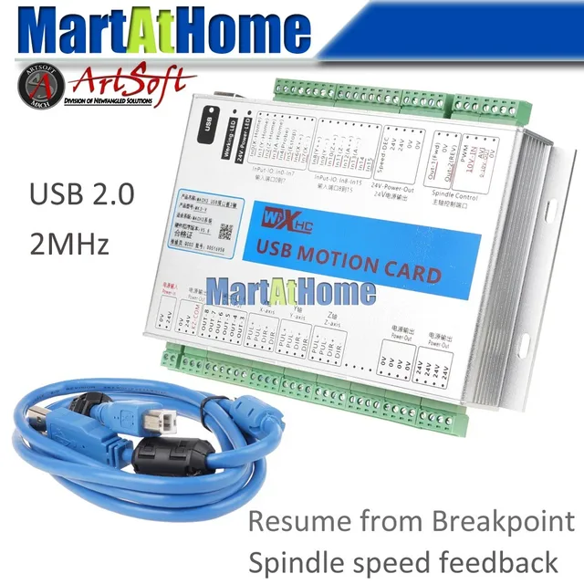 US $159 9 |XHC MK3 V Mach3 USB 3 Axis CNC Breakout Board Motion Control Card 2MHz Support Resume from Breakpoint & Spindle Speed Feedback-in Motor
