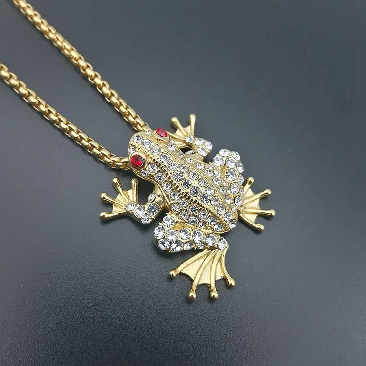 

Red-eyed Frog Pendant Necklace Titanium Steel Cubic Zirconia Necklace Creative Women Trendy Jewelry Mother's Day Gift