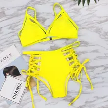 Padded Bra Bikini Set Swimsuit Women Bandage Push-up Triangle Swimwear Bathing women push up padded bra bandage bikini low waist swimsuit triangle beach patchwork wear bathing