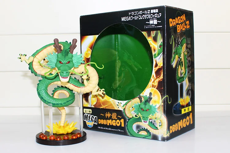 Dragon Ball Z фигурки зеленый Shenron Shenlong ПВХ Фигурки игрушки с Dragon Ball Z хрустальные шары 7 шт.+ полка отличный подарок