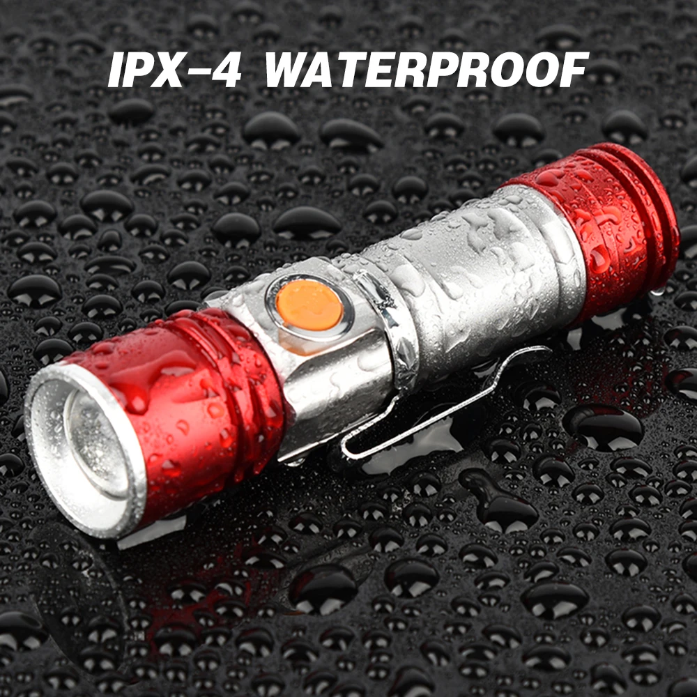 Cheap Bicycle light 4 color LED portable flashlight built-in rechargeable lithium battery USB charging waterproof zoom 3 mode lighting 4