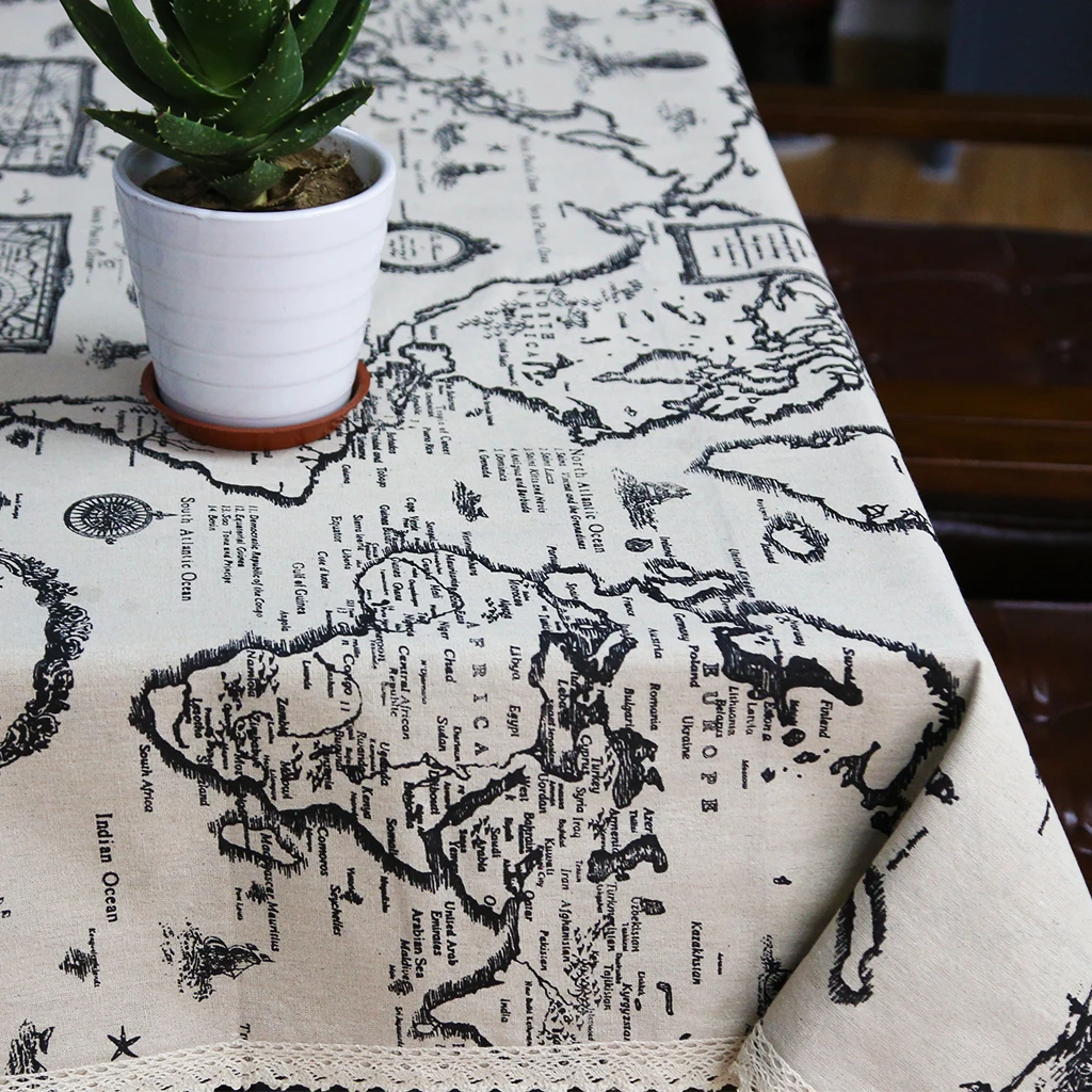 Cotton Linen Table Cloth Country Style Map Printed Multifunctional Rectangle Table Cover Tablecloth Home Decoration for Kitchen Cotton Linen Table Cloth Country Style Map Printed Multifunctional Rectangle Table Cover Tablecloth Home Decoration for Kitchen