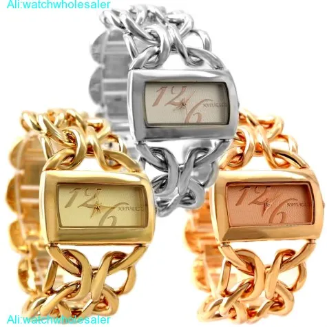 FW675F New NATURAL Rectangular Gold Tone Dial Women Natural Brand Bracelet Watch