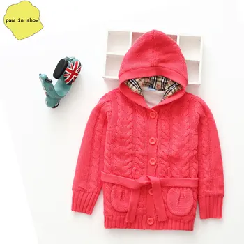 

2019 children sweater jacket soft cotton cardigan baby girl hooded knit jacket design fashion kids comfortable winter clothes