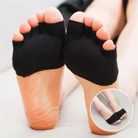 1Pair 5 Toes Cushion Metatarsal Sore Forefoot Support Massage Toe Socks Breathable Cotton Sponge Half Insoles Pads