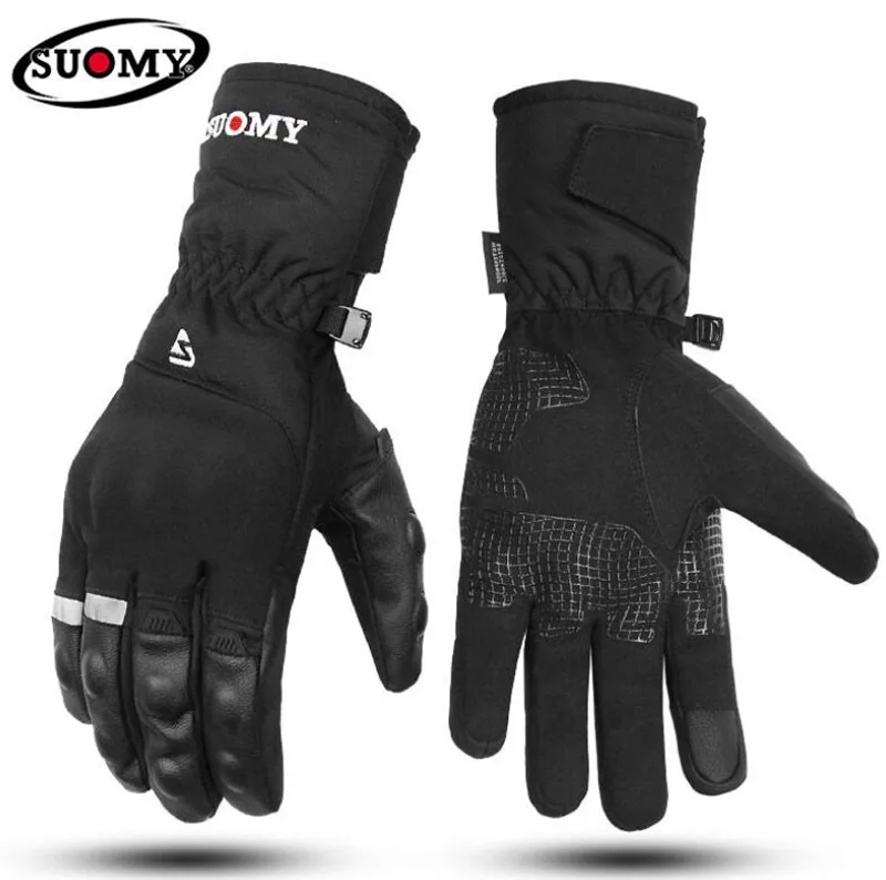 

SUOMY Motorcycle Gloves Genuine Cow Leather Moto Gloves Touch Screen Waterproof Motocross Gloves Winter Motorbike Riding Gloves
